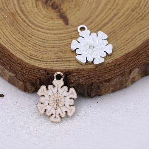 10PCS Enamel Crystal Christmas Snowflake Charm Pendant Jewelry Making Bracelet Necklace DIY Earrings Accessories Craft
