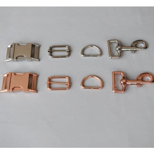 20 set 30mm Metal release buckles D rings sliders for dog collar adjustable buckles DIY sewing accessories