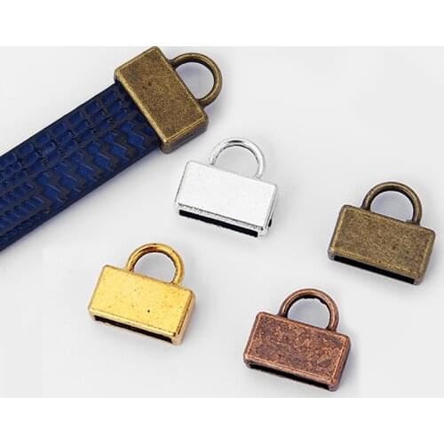 20pcs Antique Copper End Bead Cap Charm Fit 10*2mm Flat Leather Cord For DIY Jewelry Fittings