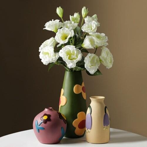 2021 Wind creative painting Ceramic Vase Decoration living room flower arrangement porch living room cabinet simulation flower