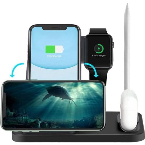 4 in 1 Wireless Charger Stand Holder for iPhone 12 11 X XR XS MAX 8 7 Series for Samsung Galaxy Series Fast Wireless Charger