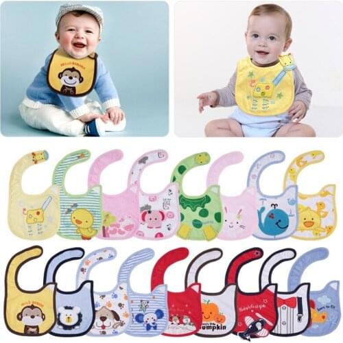 60Pc/lot Baby Bibs Toddler Baby Waterproof Saliva Towel Cotton Fit 0-3 Years Infant Burp Cloths Feeding