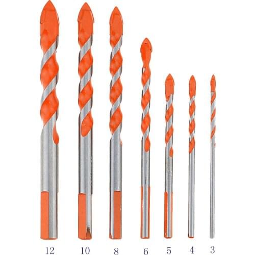 7Pcs/set of triangular drill bits for ceramic tile concrete brick glass plastic wood stone 3-12 mm twist drill bit