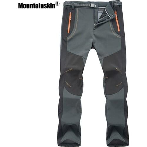 Mountainskin Thick Warm Fleece Soft Shell Pants Outdoor Men Waterproof Windproof Hiking Fishing Camping Climbing Trousers MT250