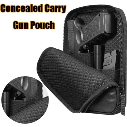 Tactical Concealed Gun Pouch Handgun Pistol Holster Shoulder Bag EDC Waist Bag Magazine Pouch Outdoor Flashlight Phone Tool Case