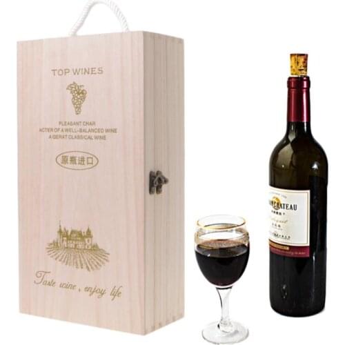 High-Quality Custom-Made Pine Wood Red Wine Carrier Gift Packing Box
