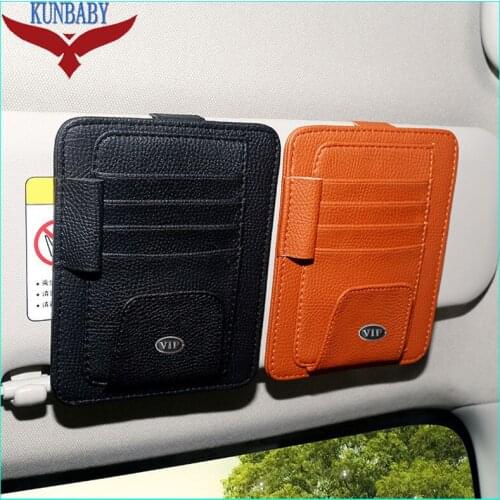 Eye Glasses Card Bill Pen Holder Clip Sun Visor Sunglasses Credit Card Cover With Silver VIP For BMW Audi Mercedes Benz Lexus