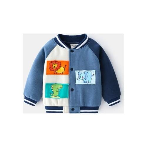2021 Korean Fashion Fleece Boys Baseball Coats Kids Street Play Cool Casual Jacket O-Neck Baseball Jacket for Baby Boys Outwear