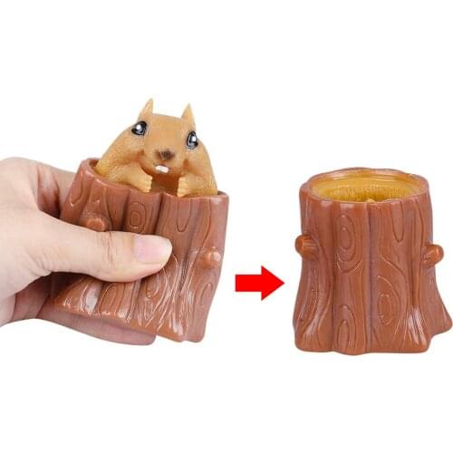 Decompression Sensory Fidget Toy Fun Squeeze Squirrel Cup Squeeze Toy Stress Relief Toy For Kids & Adult Age 3