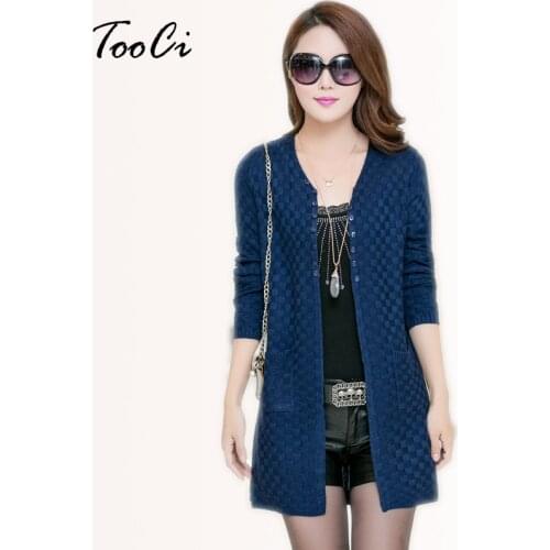 Women Spring Cardigan With Pockets Clothing Soft and Comfortable Coat Knitted V-Neck Long Cardigan Female Sweater Jacket