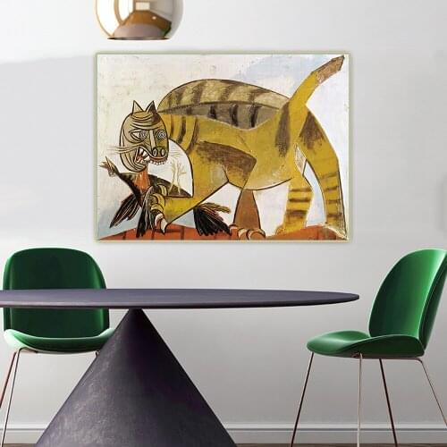 Citon Pablo Picasso《Cat Devouring A Bird》Canvas Art Oil Painting Artwork Poster Decorative Picture Wall Decor Home Decoration