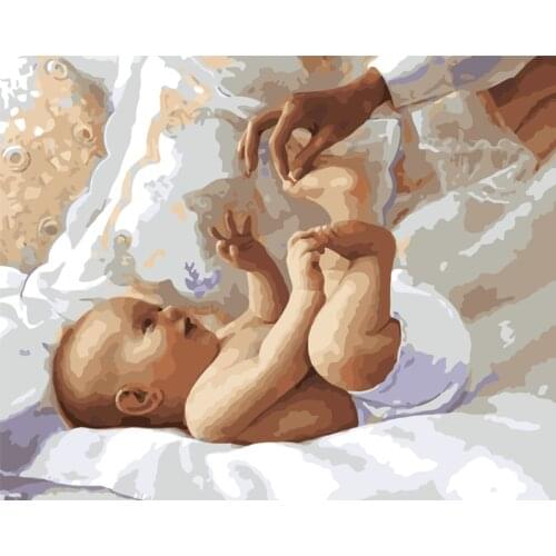 Painting By Numbers DIY Dropshipping 40x50 50x65cm Angel Babys Family Fun Figure Canvas Wedding Decoration Art picture Gift