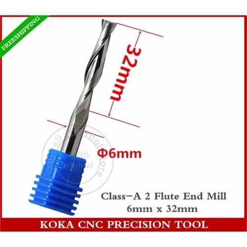 6mm*32mm,Freeshipping,CNC machine insert router bit,solid carbide milling,Class-A 2 flute end mill,PVC,MDF,Hard wood,Acrylic