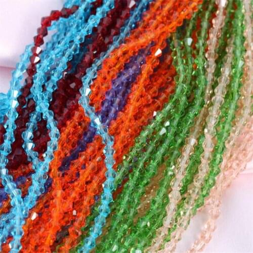 MHS.SUN 200PCS 4MM Colorful Faceted Bicone Glass Crystal Beads DIY Spacer Beads For Clothing&Jewelry Making High quality