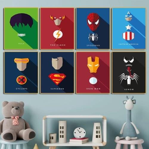 Minimalist Marvel Home Decorative Painting Avengers Iron Man Canvas Print Spider Man Poster Kid Room Mural Bedroom Decor Cuadros