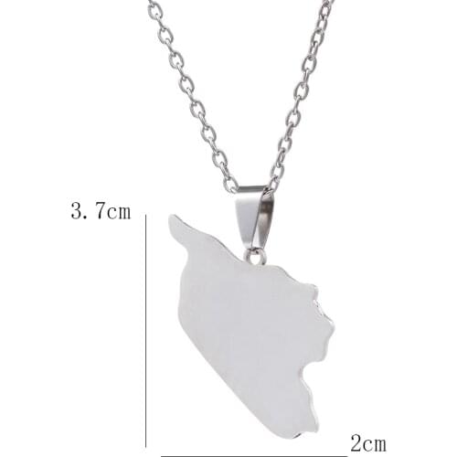 Fashion Charm Syria Map Pendant Jewelry Stainless steel Necklace For Men Women Gifts