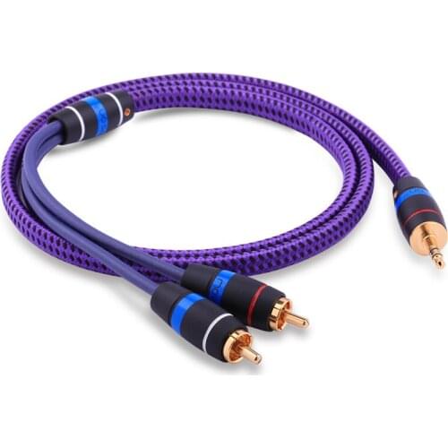 Move on K9 6N single crystal copper / OCC silver plated 3.5mm 1 / 2 RCA double lotus audio signal line