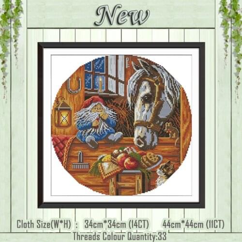 The dwarf fed the horse diy decor painting counted print on the canvas DMC 11CT 14CT kits Cross Stitch embroidery needlework Set