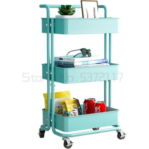 Trolley rack floor multi-layer baby articles movable storage rack snack belt wheel storage rack