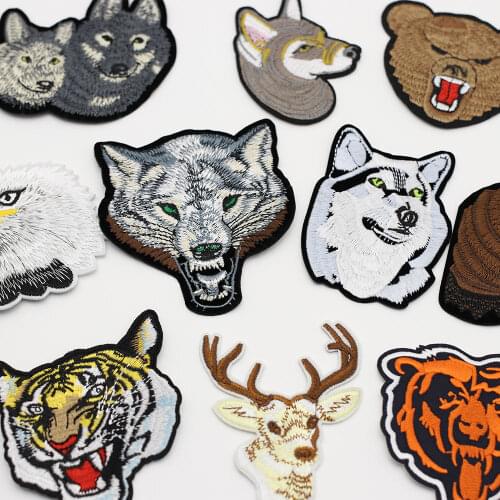 Wolf Eagle Tiger Animal Clothing Patch DIY Sewing Accessories Ironing Clothing Patch Badge Embroidery Sticker Decal