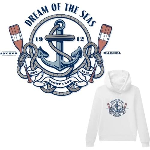 Patches for clothing Anchor Stickers Iron on transfer stripes ironing vinyl heat transfer thermo Stickers on clothes fabric