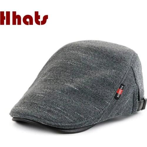 Solid Knitted Beret Hat For Men Thicken Fleece Winter Advanced Flat Ivy Cap Women Tweed Gatsby Newsboy Cap Retro Warm Cabbie Hat