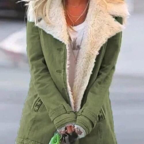 2020 Autumn Winter Womens Fashion Denim Jacket Plus Velvet Faux Fur Warm Long-sleeved Jacket Thicker Lapels Coat Overcoat