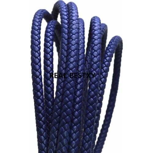 5m/lot approx 6mm blue Braided Leather Cord For DIY Fashion Jewelry Findings leather rope cords strings for jewelry making diy