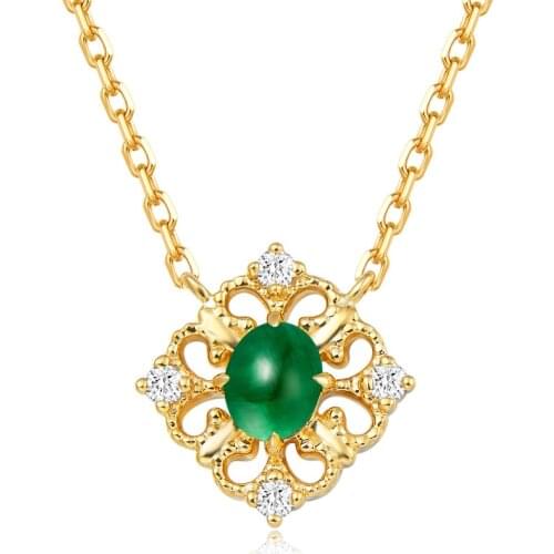 Natural Green Jade Mosaic Zircon Water Drop Pendant 925 Silver Necklace Chinese Amulet Fashion Charm Jewelry Gifts for Women