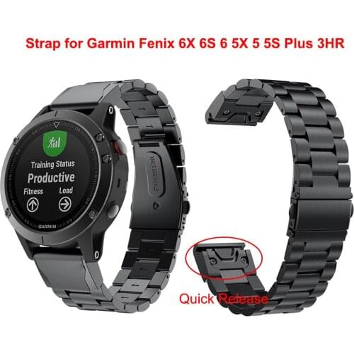 26 22 20mm Watchband For Garmin Fenix 6 6X Pro 5 5X Plus 3HR STAINLESS STEEL Band Fenix6 Fenix5 Watch Quick Release Wrist Strap