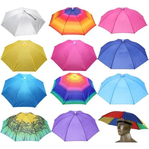 Foldable Head Umbrella Hat Anti-rain Sun Shade Fishing Cap for Outdoor Fishing Foldable Umbrella Cap Fishing Tools