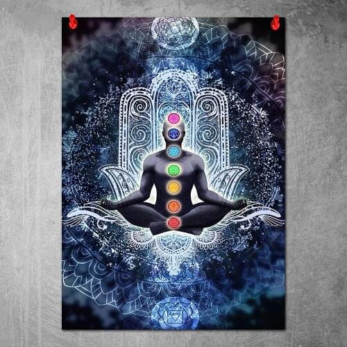 Modern Cosmic Chakra Meditation Poster Canvas Wall Art Print Painting Pictures Bedroom Anime Decor No Frame