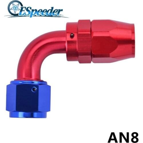 SPEEDWOW AN8 Swivel Fitting Oil Fuel AN Hose End Aluminium Oil Cooler Reusable Fitting 0 45 90 180 Degree Adapter Red-blue