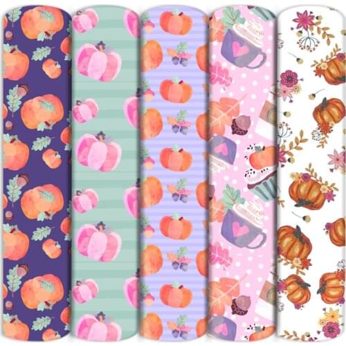 Thanksgiving Chicken Turkey Day Maple Leaf Pumpkin Polyester Cotton Fabric Sewing Quilt Needlework Material DIY Cloth,1Yc13644