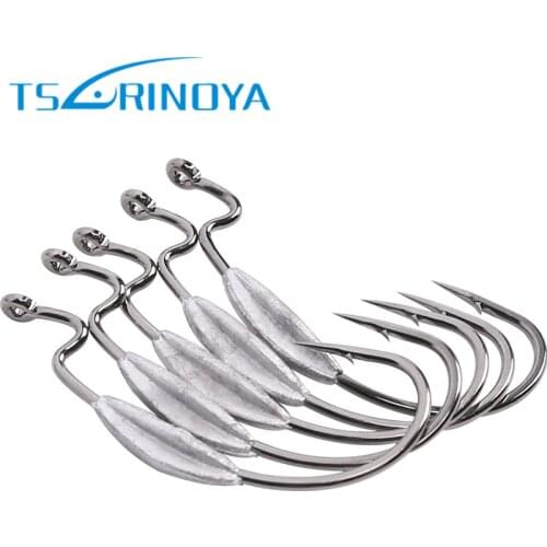 TSURINOYA 10Pcs Barbed Lead Heavy Crank Hook 1# 2/0# 3/0# 4/0# Lead Weight Hooks For Soft Lure Anzol Para Pesca Fishing Tackle