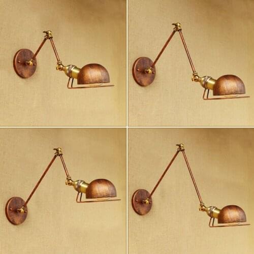 Rust Loft style Industrial Wall Lamp Vintage Home Lighting Adjustable Swing Long Arm Light Retro Wall Sconce Appliques Pared