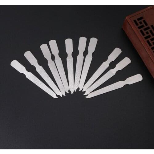 Y1UF 10pcs Dual Sided Stainless Steel Metal Nail Art File Manicure Pedicure Tool