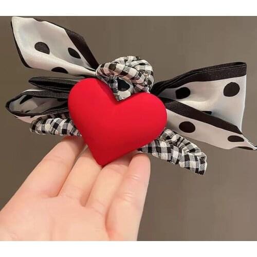 South Koreas Dongdaemun red love clip female summer large mesh bow shark clip female hair clip Catch clip