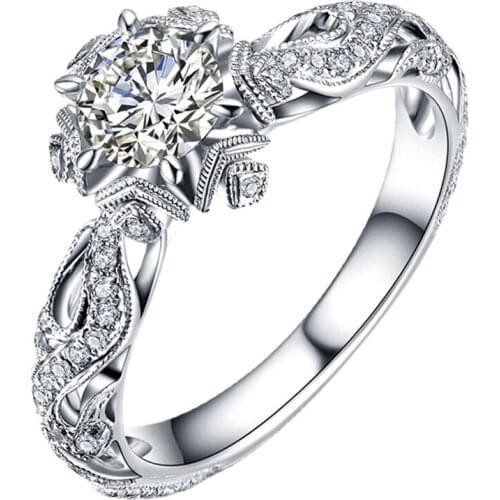 Vintage Real 100% Sterling Silver S925 Rings for Women Model Hollow Flower Unique New Engagement Wedding Party Luxury Elegance