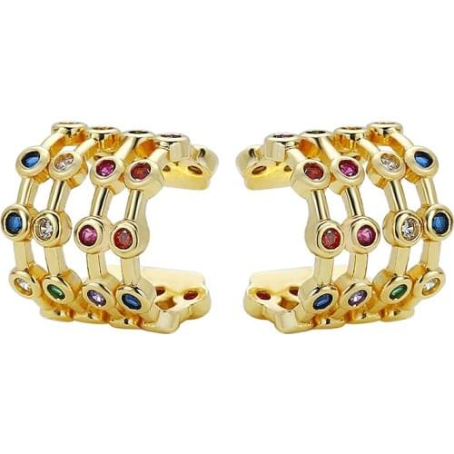 1 Pair New Arrivals Micro Pave 3A++ Neon Zircon Gold Ear Clip For Woman 2021 Fashion Exquisite Earrings Jewelry
