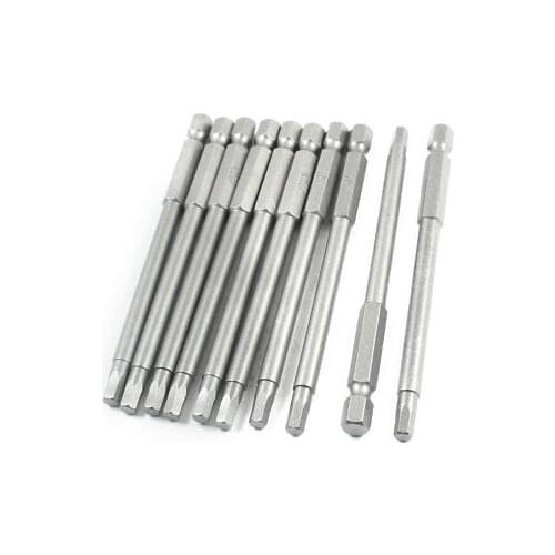 Electric Screwdriver Part Hex H4 Magnet Head Bits 4mm x 100mm 10 Pcs