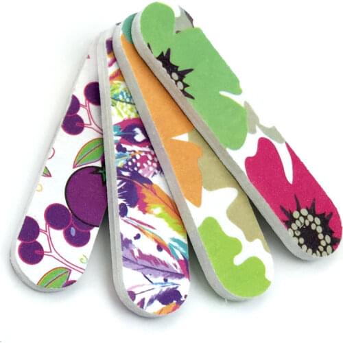 Mini NailFile Double Side Nail Buffer 100/180 Sanding Angle Nail File Grit Tool Buffing Washable Random 50pcs