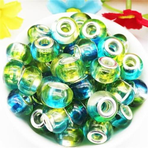 10Pcs New Hot Large Hole Cut Faceted Plastic Resin Spacer Beads Fit Pandora Bracelet Bangle Pendant Necklaces DIY Jewelry Making