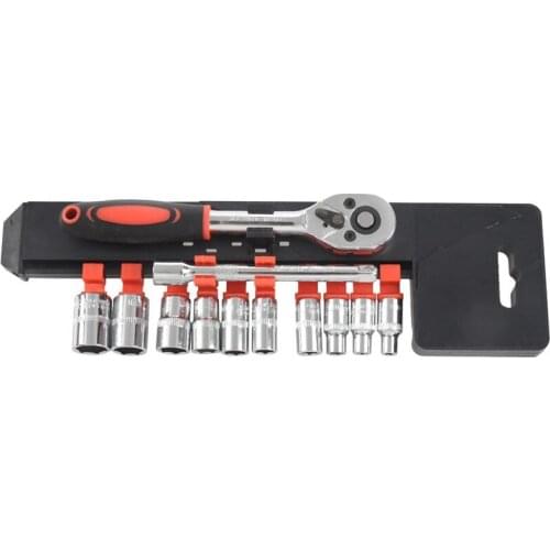 12pcs 1/4-Inch ( 6.M ) Socket Wrench Set CR-V Drive Ratchet Wrench Spanner for Bicycle Motorcycle Car Repairing Tool Set