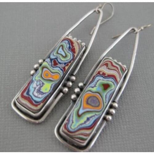2021 Tribal Colorful Resin Drop Earrings For Women Gypsy Brinco Jewelry Handmade Marbling Geometric Dangle Earring Oorbellen