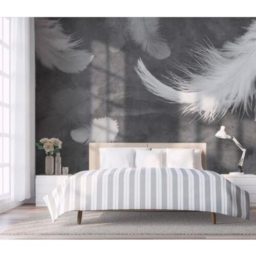 Beibehang Home background decoration 3d wallpaper Nordic minimalist watercolor white feathers custom any size mural