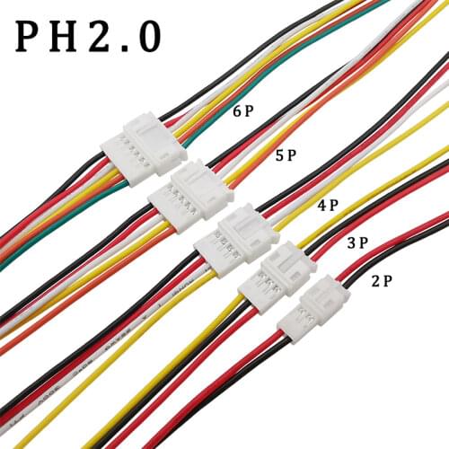 5Pair JST PH2.0 Electrical Wire Connector PH 2.0mm 2P 3P 4P 5P 6Pin Male Female Plug Jack Connector 26AWG Wire Cable 10/15/20CM