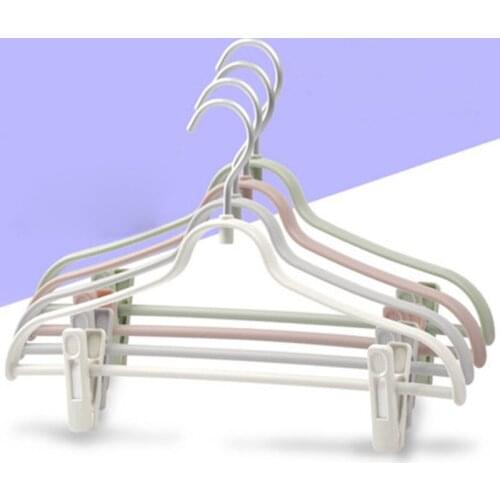 5 pcs/lot 40cm Plastic Clothes Hangers with Clips Non-slip Pants Rack Multifunctional Hanger for Coat Trousers Skirt