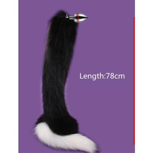 78cm Soft Tail with Stainless Steel Anal Butt Plug Sex Toys for Men Women Fetish Animal Cosplay Flirting Erotic Products