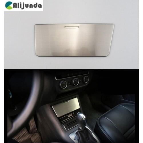 Car center console storage box stainless steel sequins cover sticker for Volkswagen vw tiguan 2010 2011 2012 2013 2014 2015